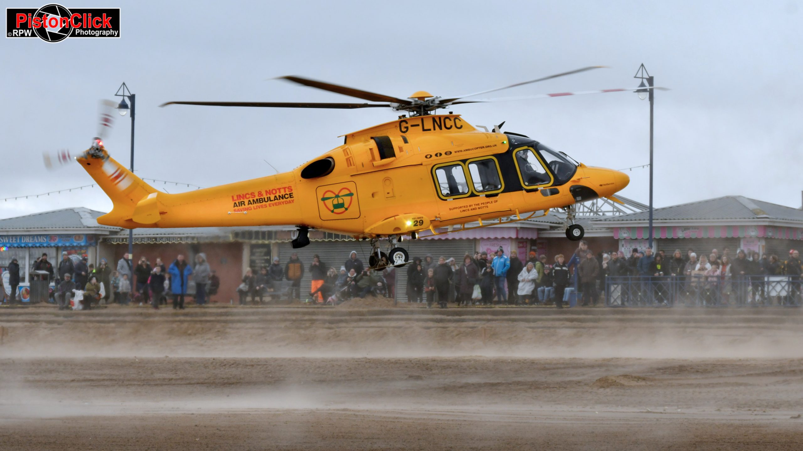 Air ambulance lands at Mablethorpe beach racing
