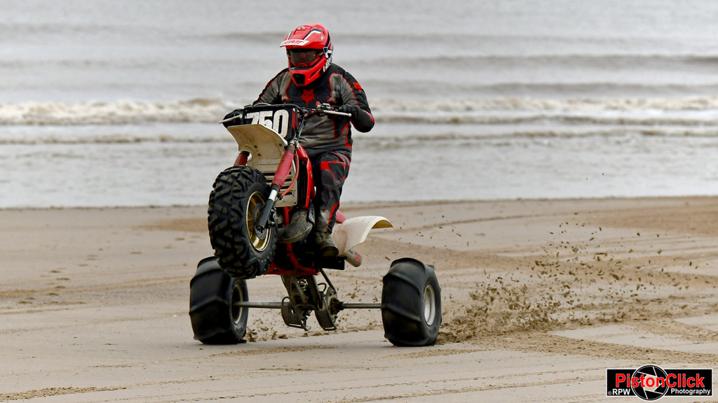 Racer wheeling with paddle sand tyres at the Mablethorpe sand racing