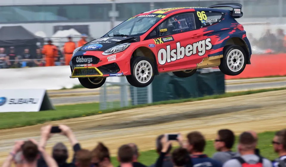 Speed Machine Rally Cross cars jumping at the Silverstone off road track