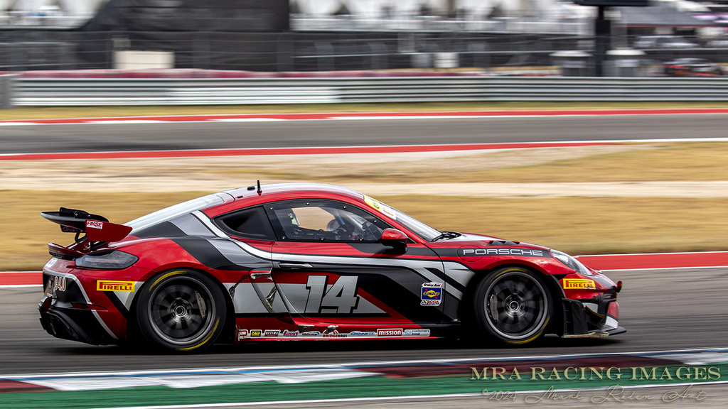 David Hampton in the #14 AR Motorsports Porsche Cayman GT4 RS Clubsport