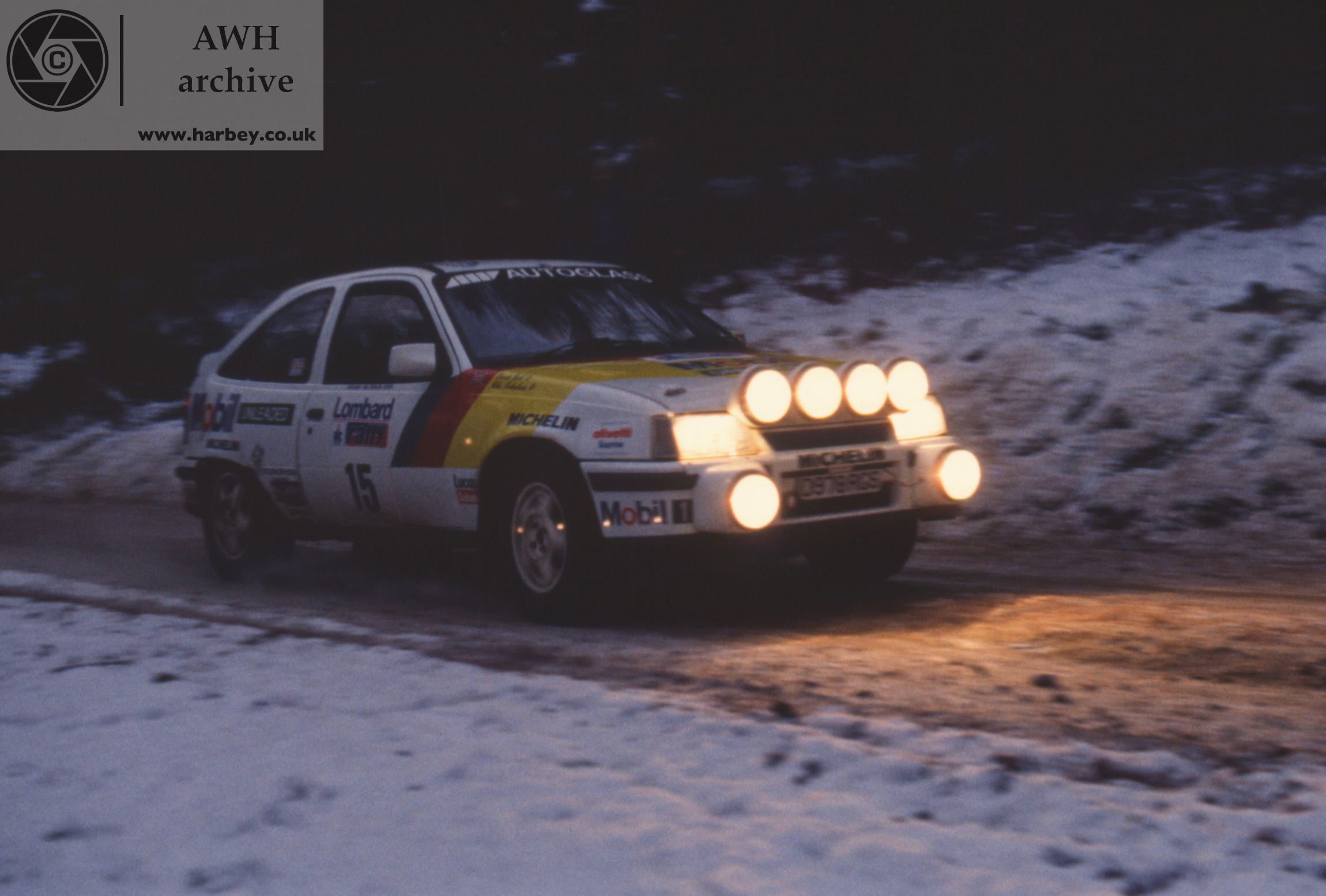 Derek Bell rallying in the Vauxhall Astra GT/E