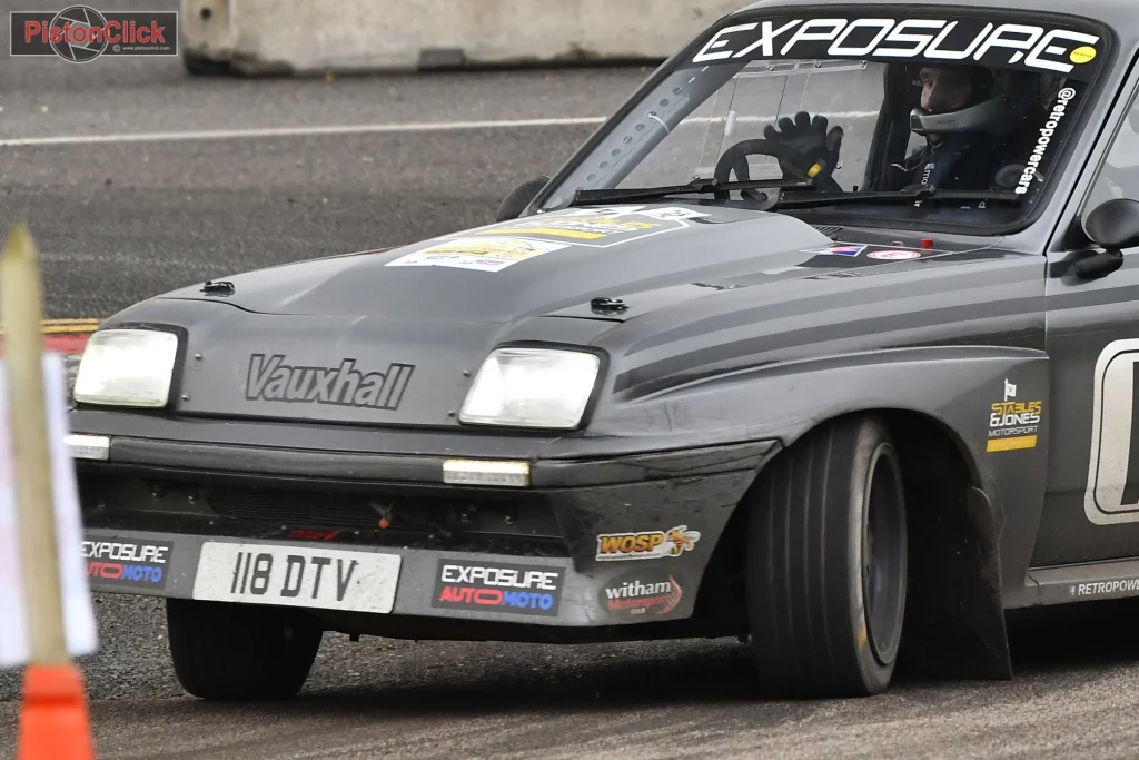 Alasdair Stables/ Neil Jones in a Vauxhall Chevette HSR rally car at Snetterton