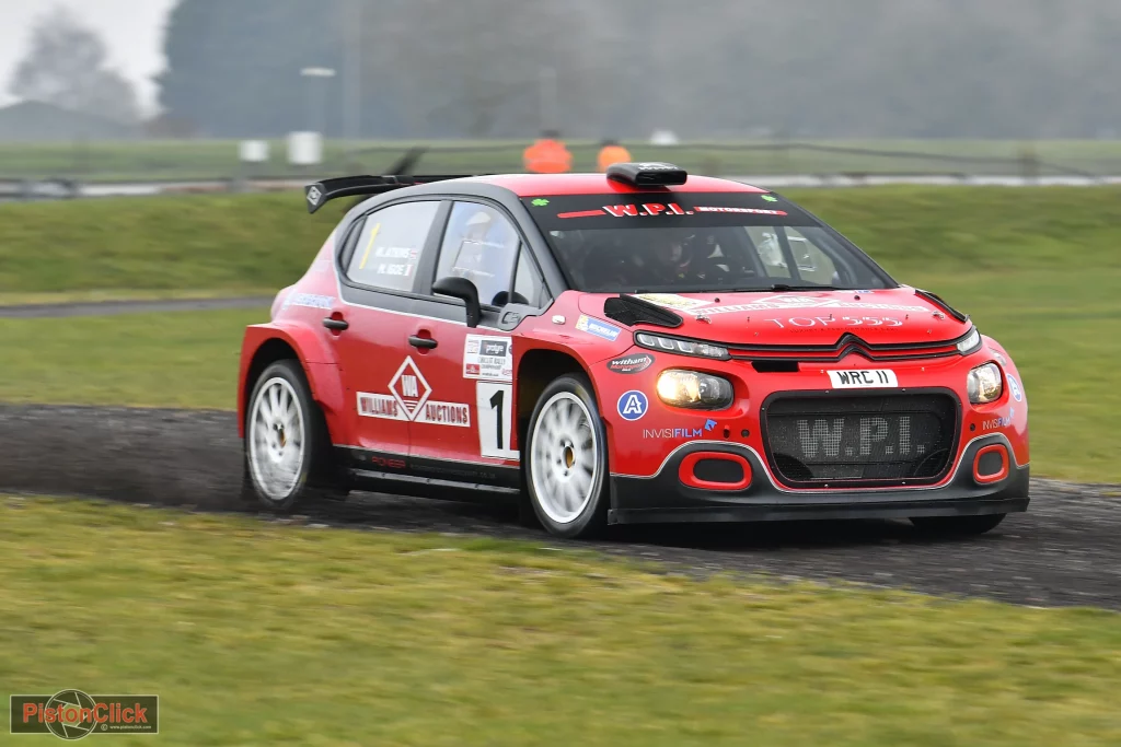 Michael Igoe and Will Atkins in a Citroen C3 Rally 2 at the Snetterton Stages