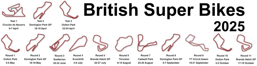 British Super Bikes calendar 2025