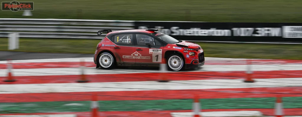 Michael Igoe and Will Atkins in a Citroen C3 Rally 2 at the Snetterton Stages