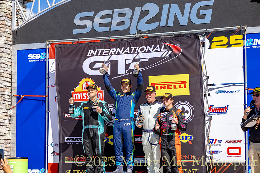 International GT endurance race victory lane Sebring 2025