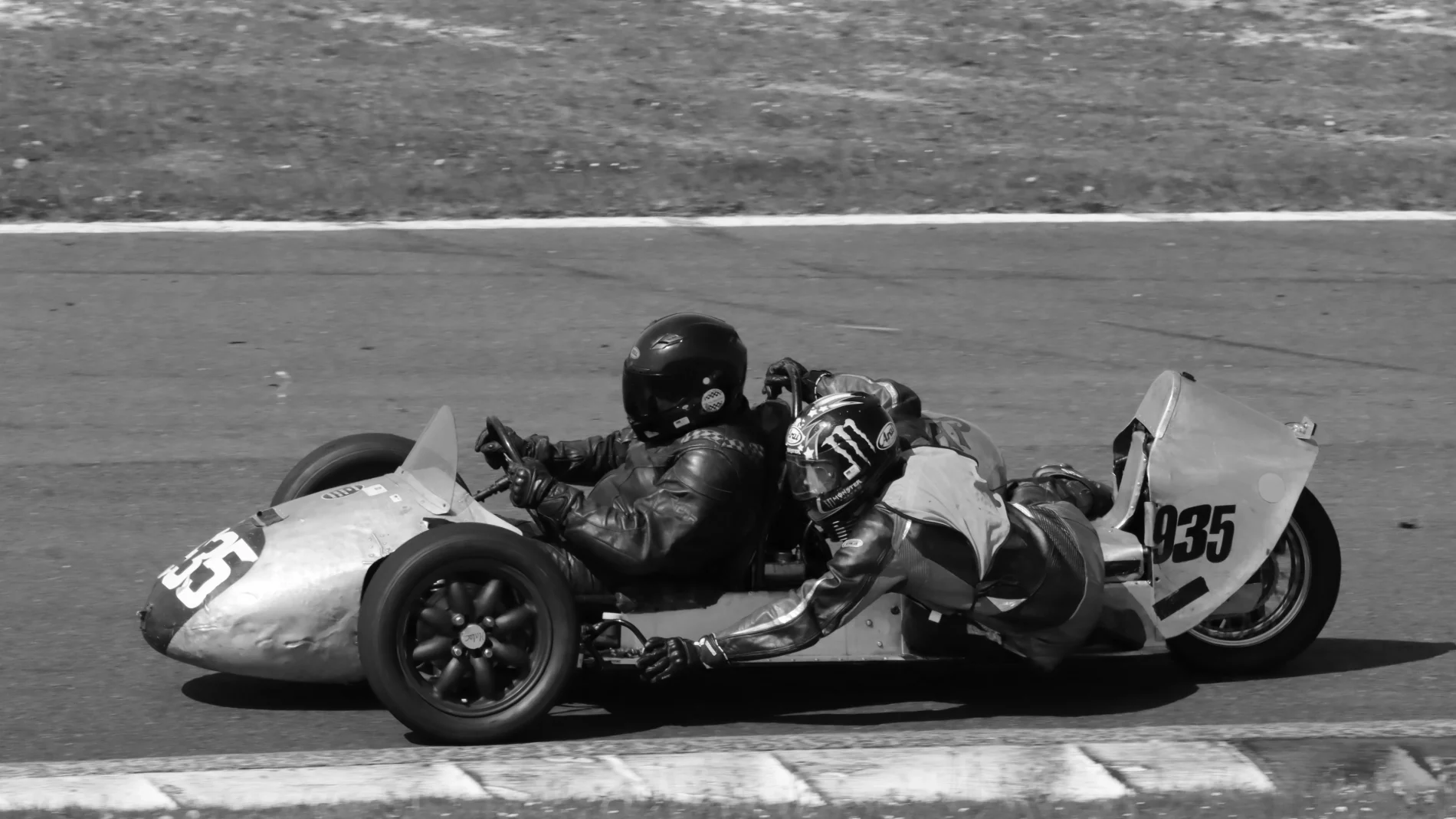Sidecars racing with the BHRC at Cadwell Park