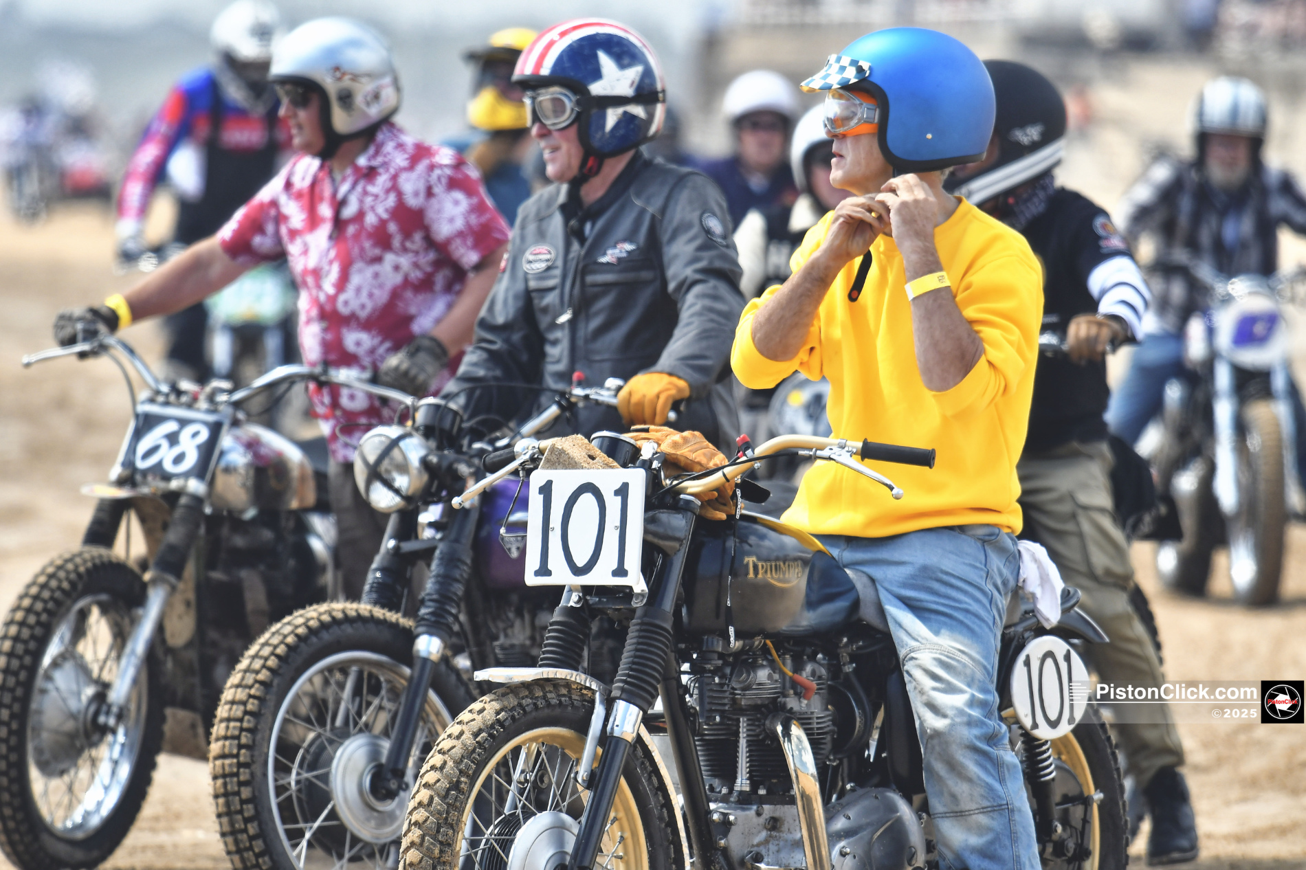 Motorcycles racing on the beach at Bridlington