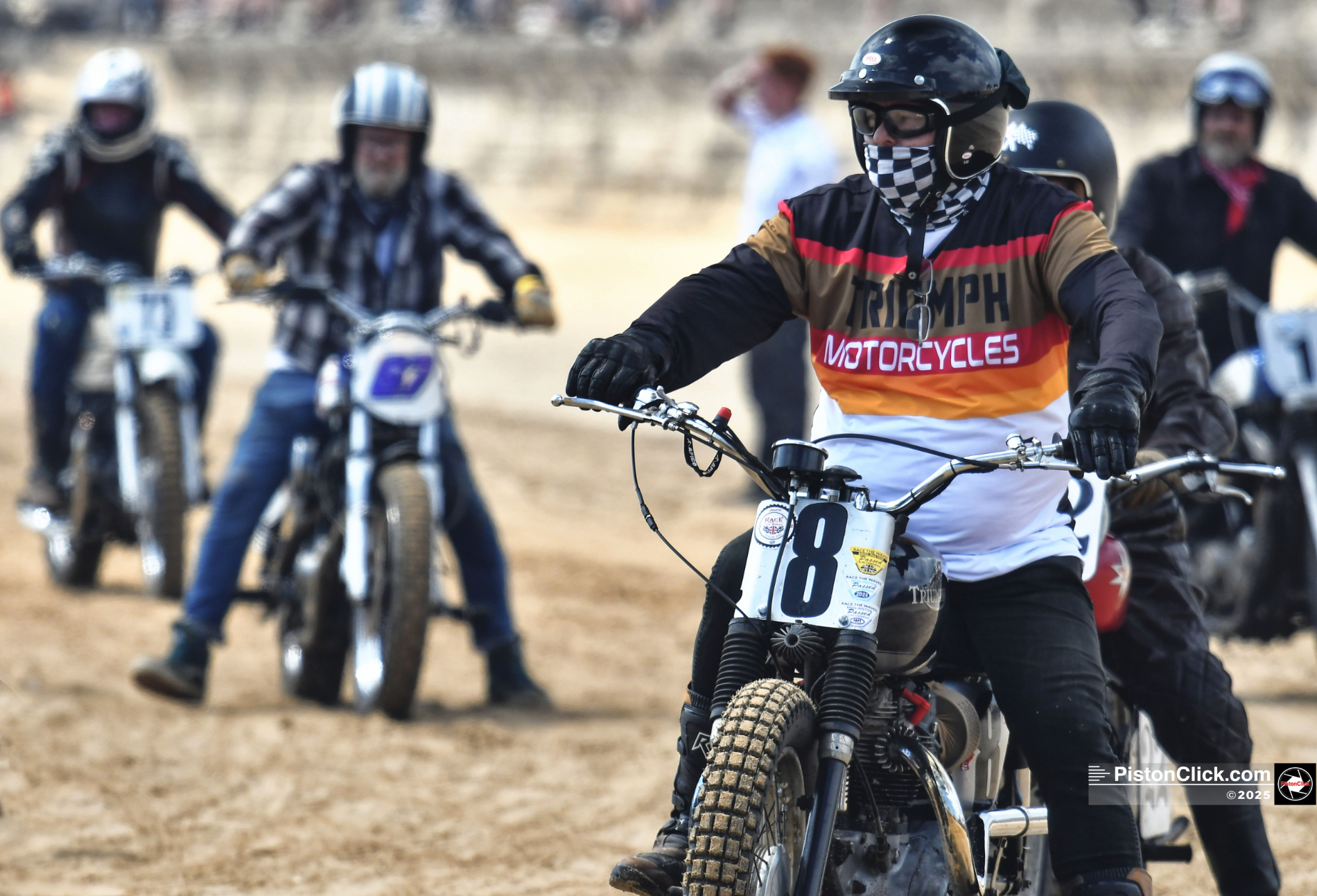 Motorcycles racing on the beach at Bridlington