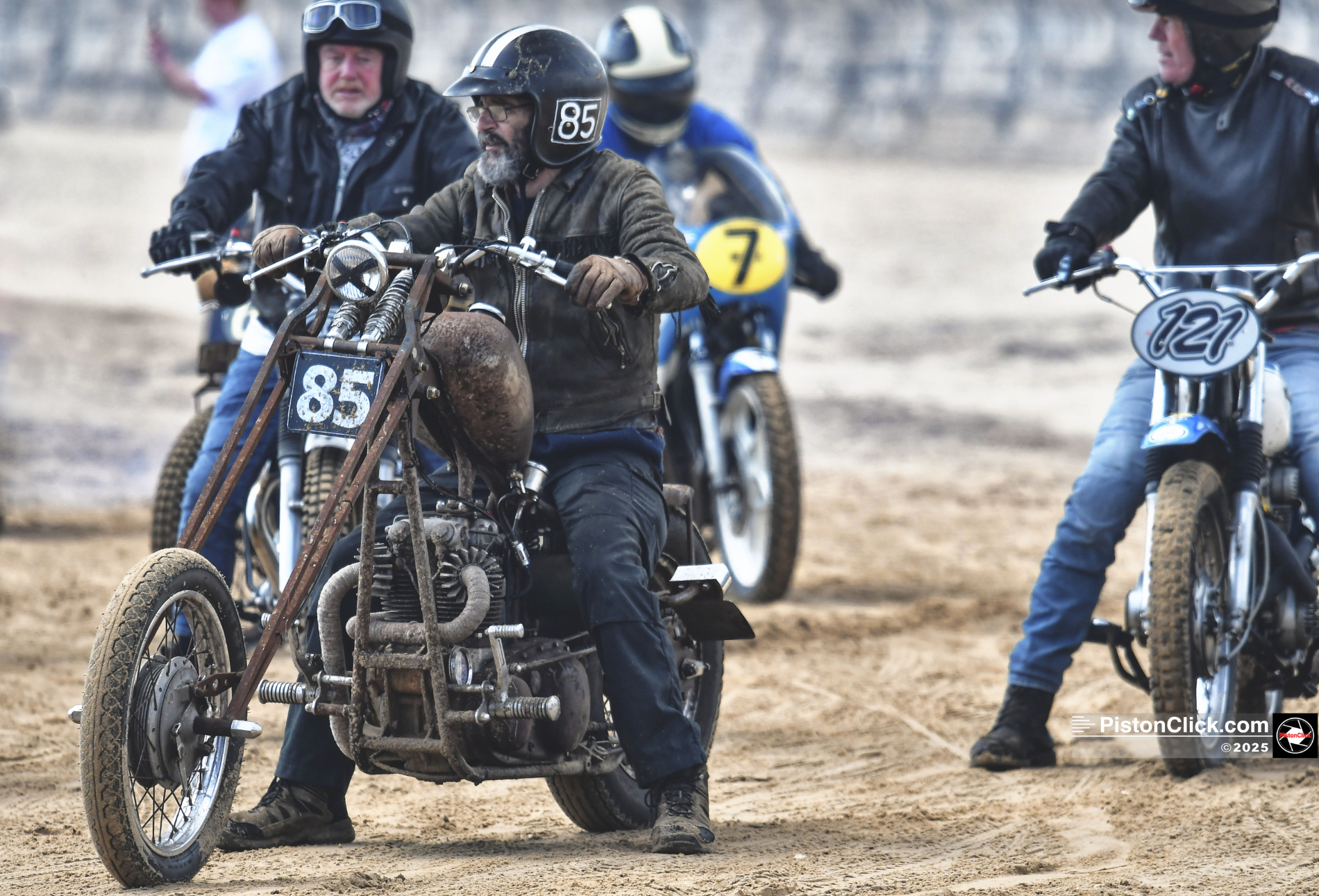 Motorcycles racing on the beach at Bridlington
