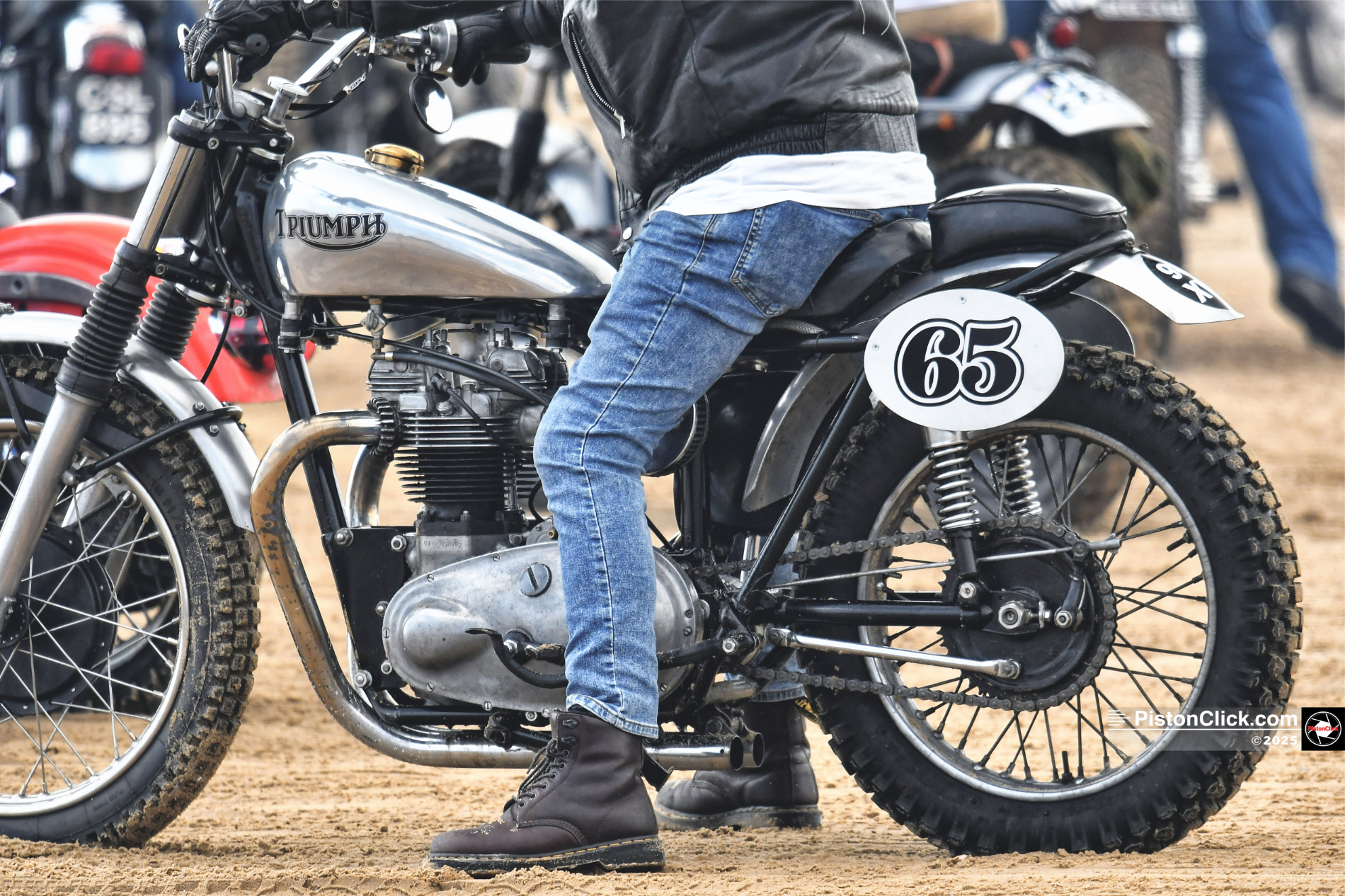 Motorcycles racing on the beach at Bridlington