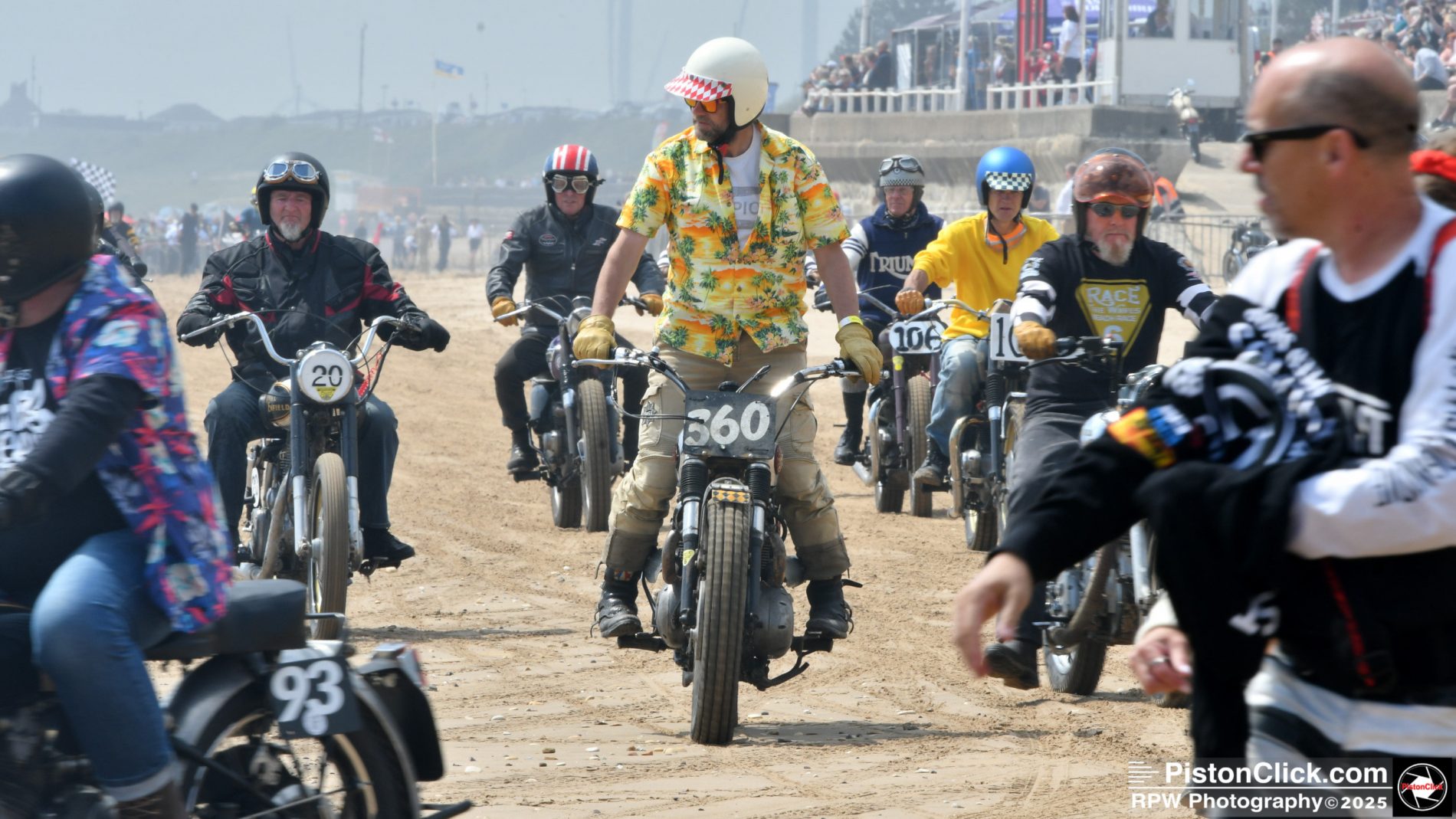 Motorcycles racing on the beach at Bridlington