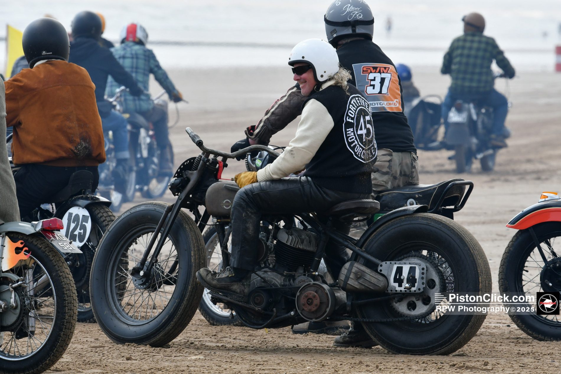Motorcycles racing on the beach at Bridlington