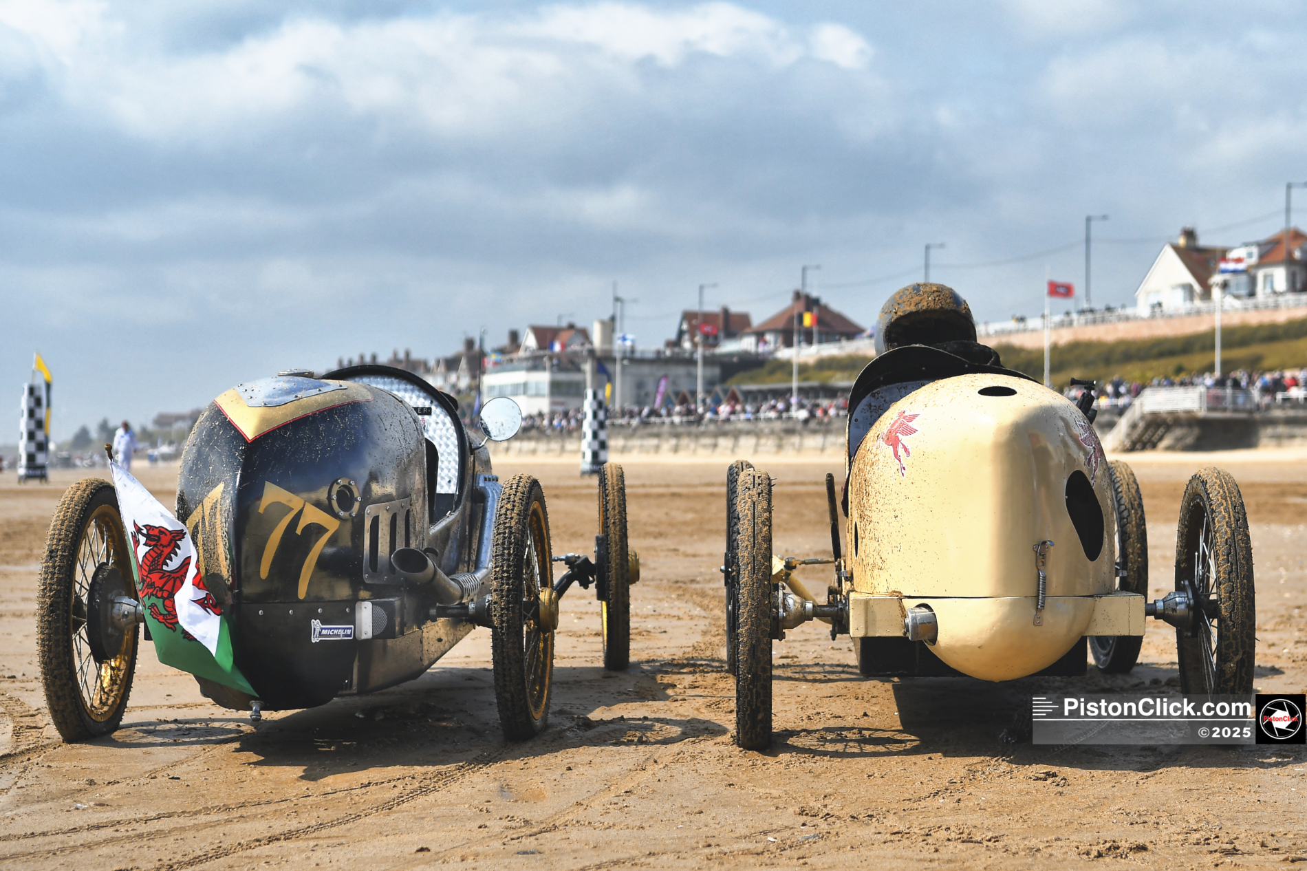 Cars racing on the beach at Bridlington