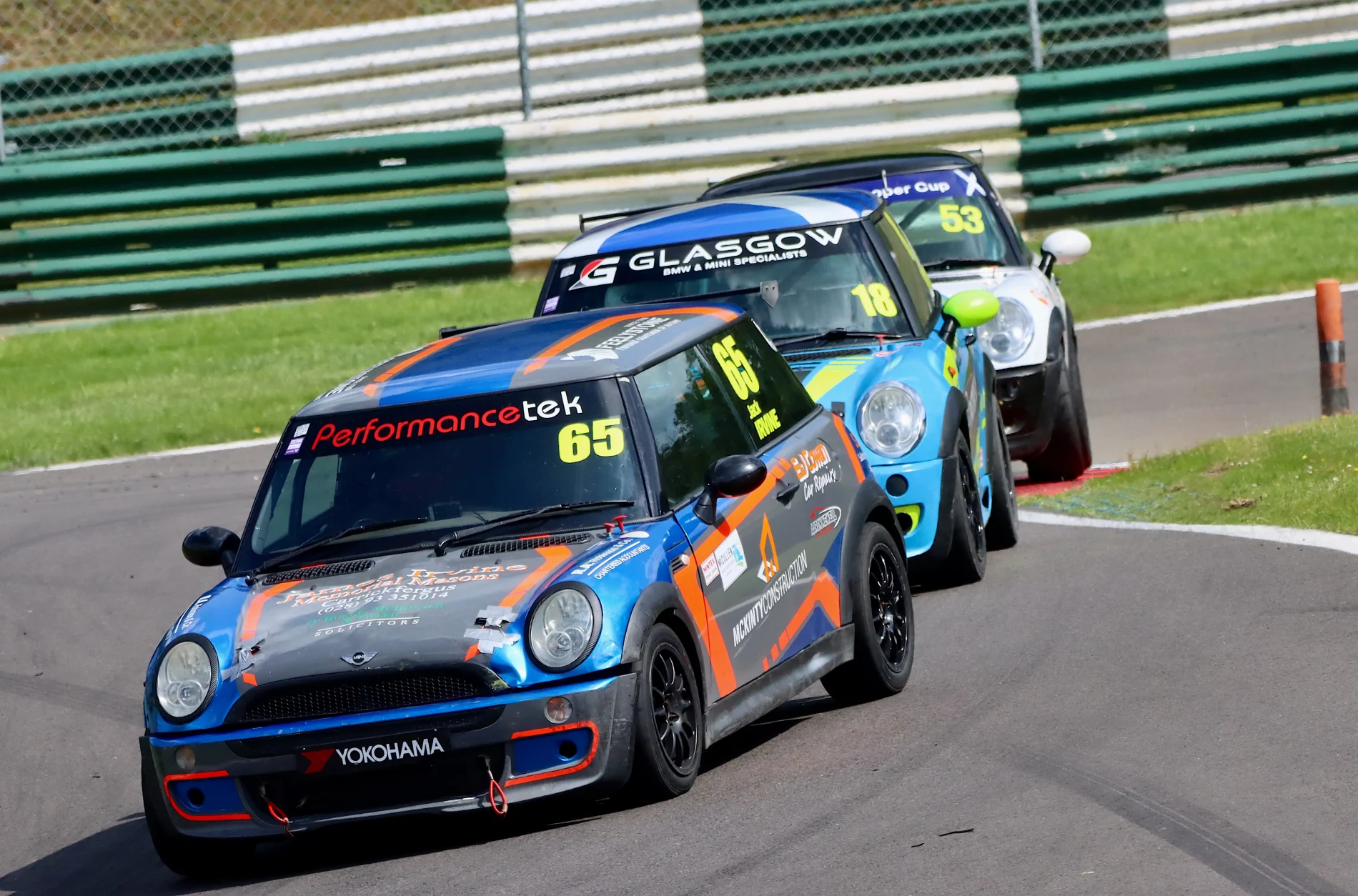 Minis racing at Cadwell Park Scottish Motor Racing Club Championship