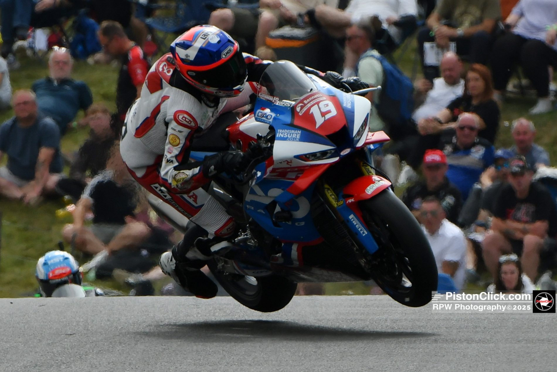 DAO Racing Gabriele Giannini crashes out at the British Superbike meeting at Cadwell Park