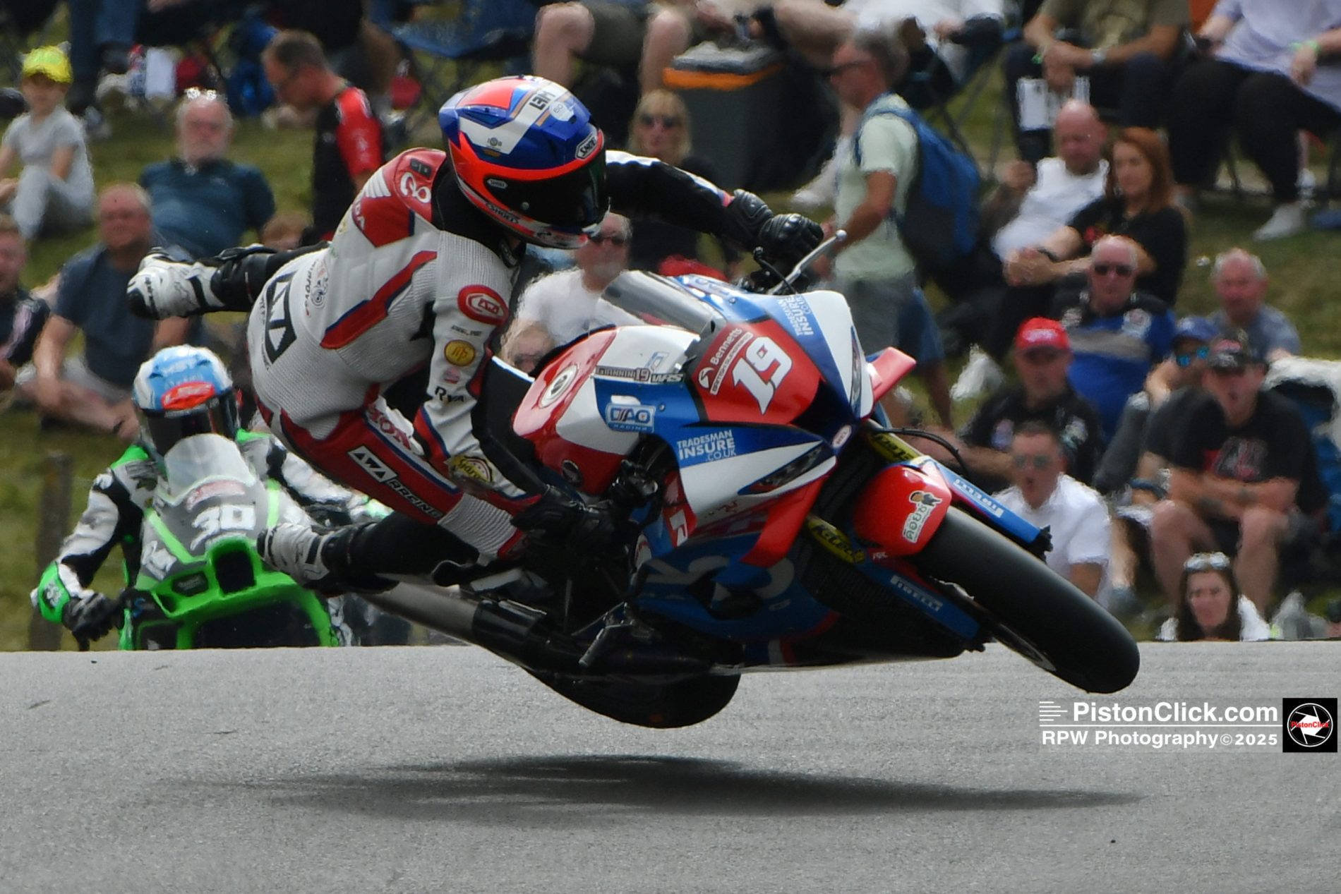 DAO Racing Gabriele Giannini crashes out at the British Superbike meeting at Cadwell Park