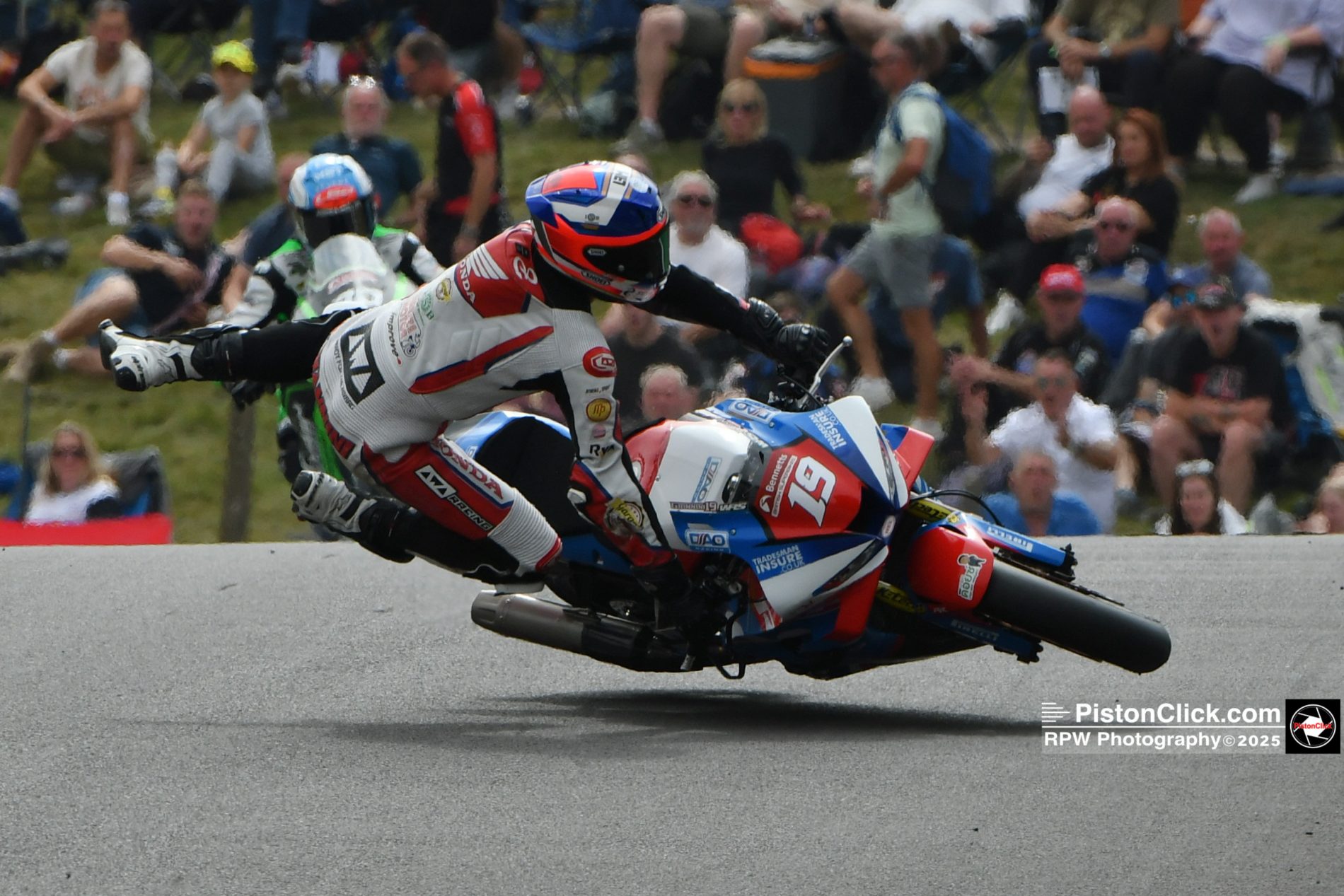 DAO Racing Gabriele Giannini crashes out at the British Superbike meeting at Cadwell Park