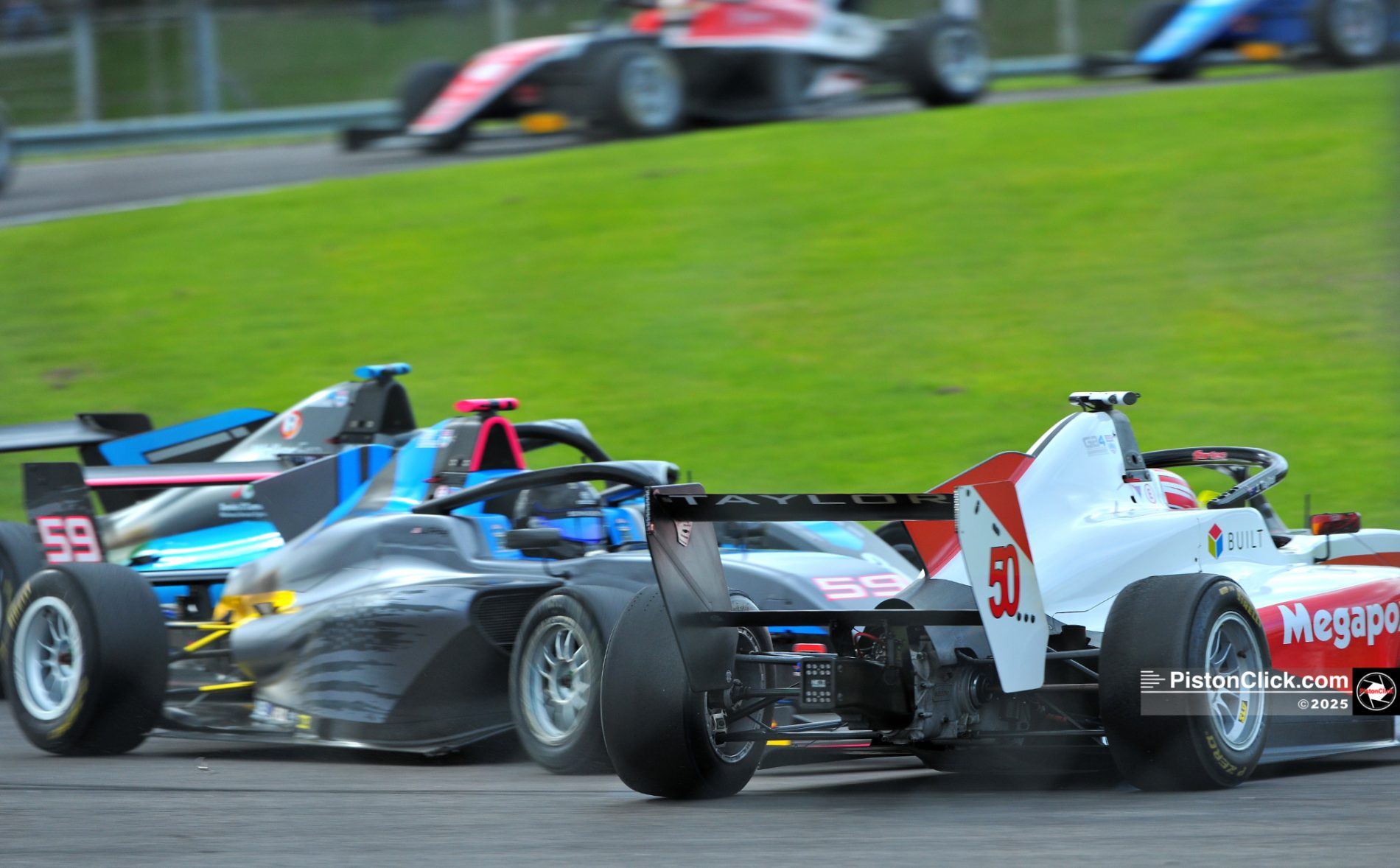 GB3 and 4 single seat cars at Donington Park