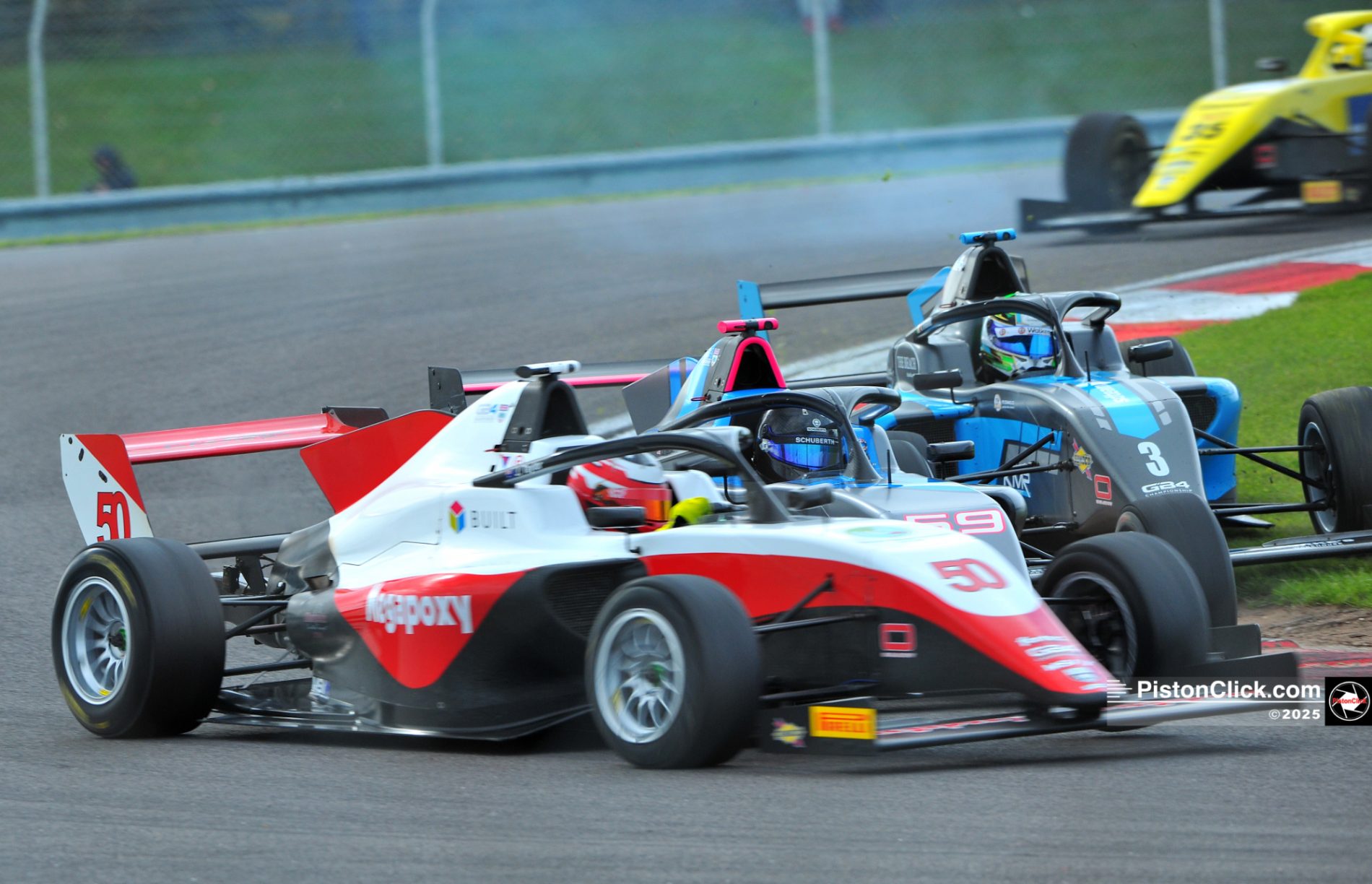GB3 and 4 single seat cars at Donington Park