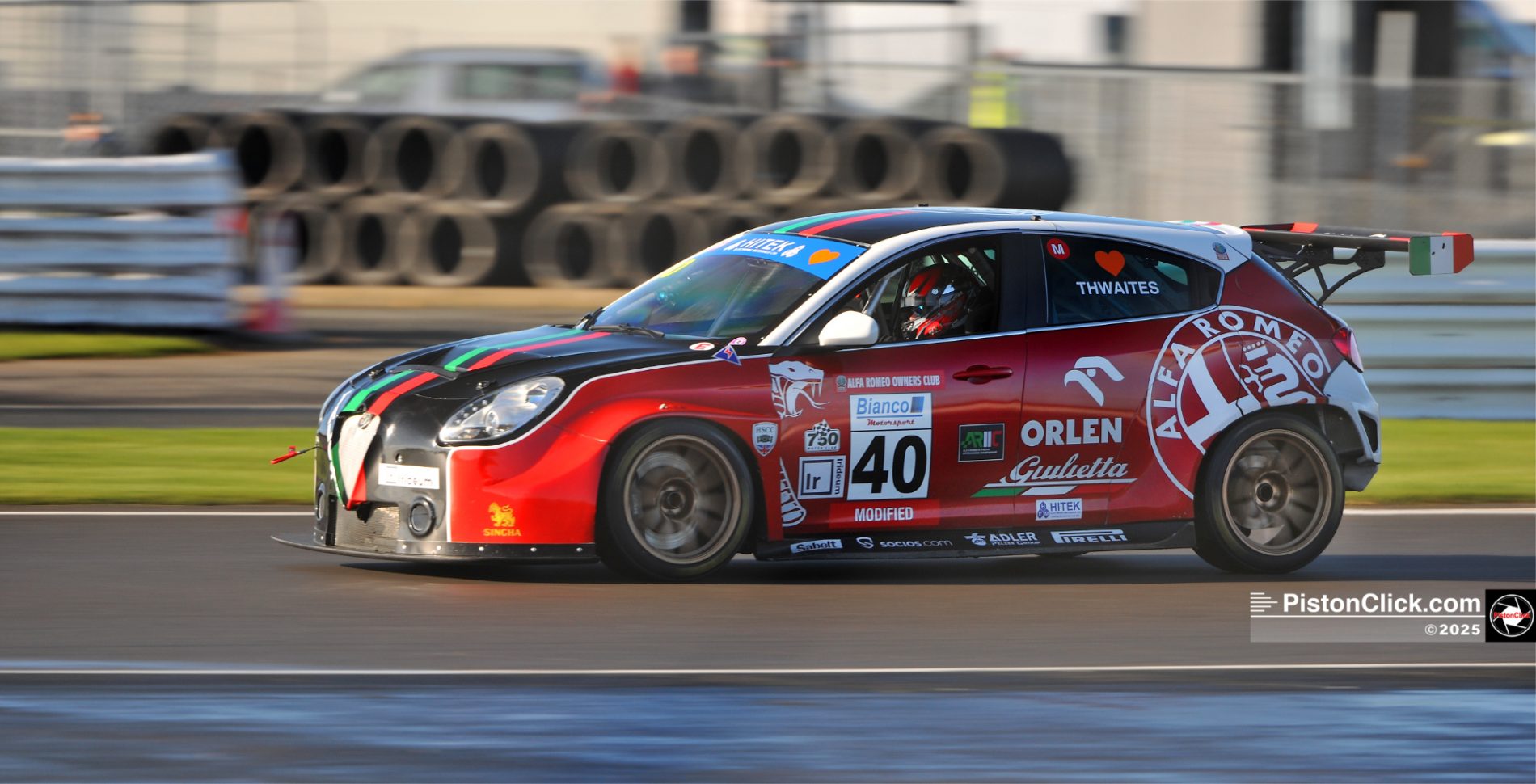 Hitek Alfa Romeo & Italian Intermarque Championship Race 1 saw #40 James Thwaites in an Alfa Romeo Giuilietta secure the win
