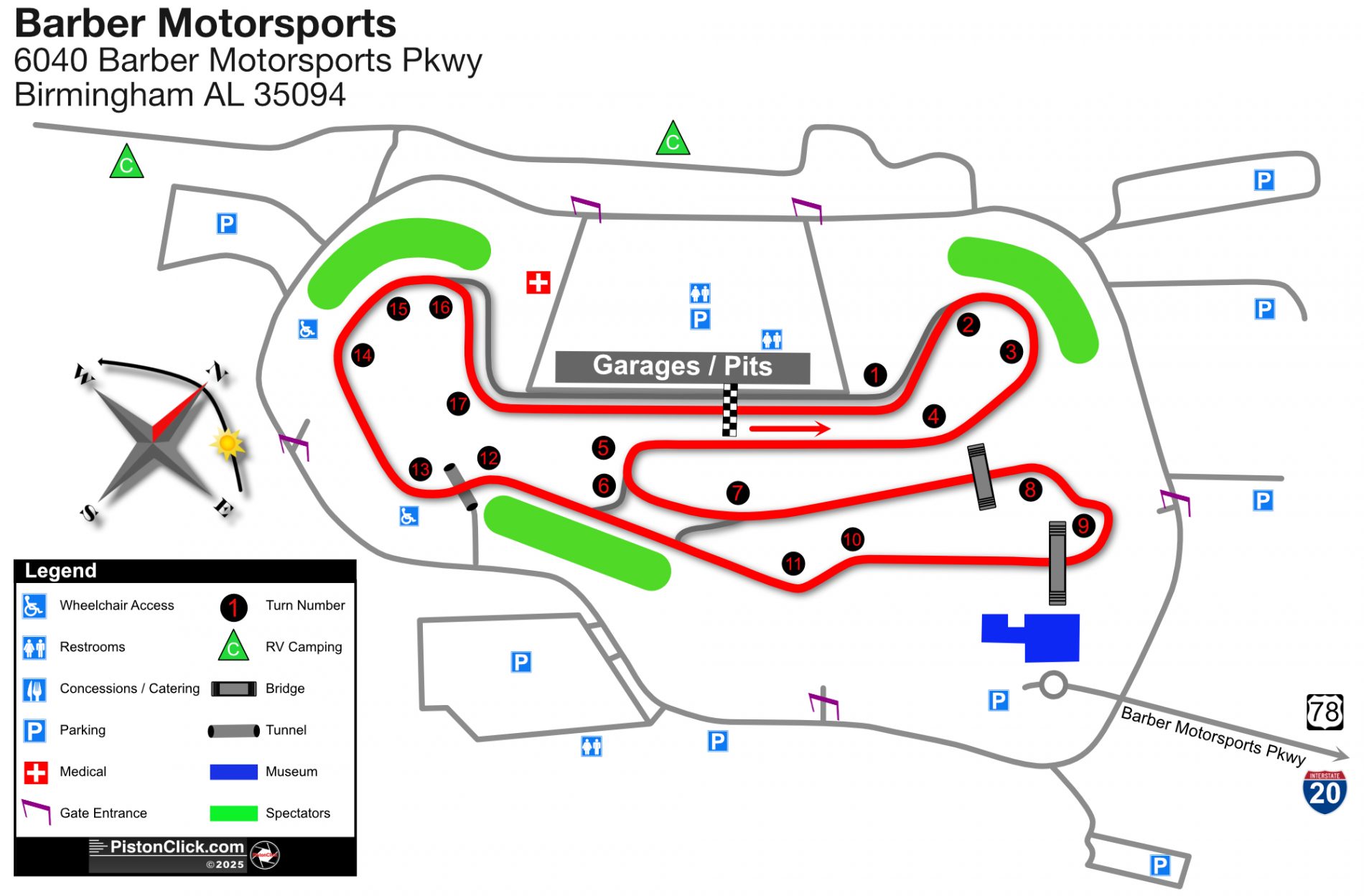Barber Motorsports Park Map