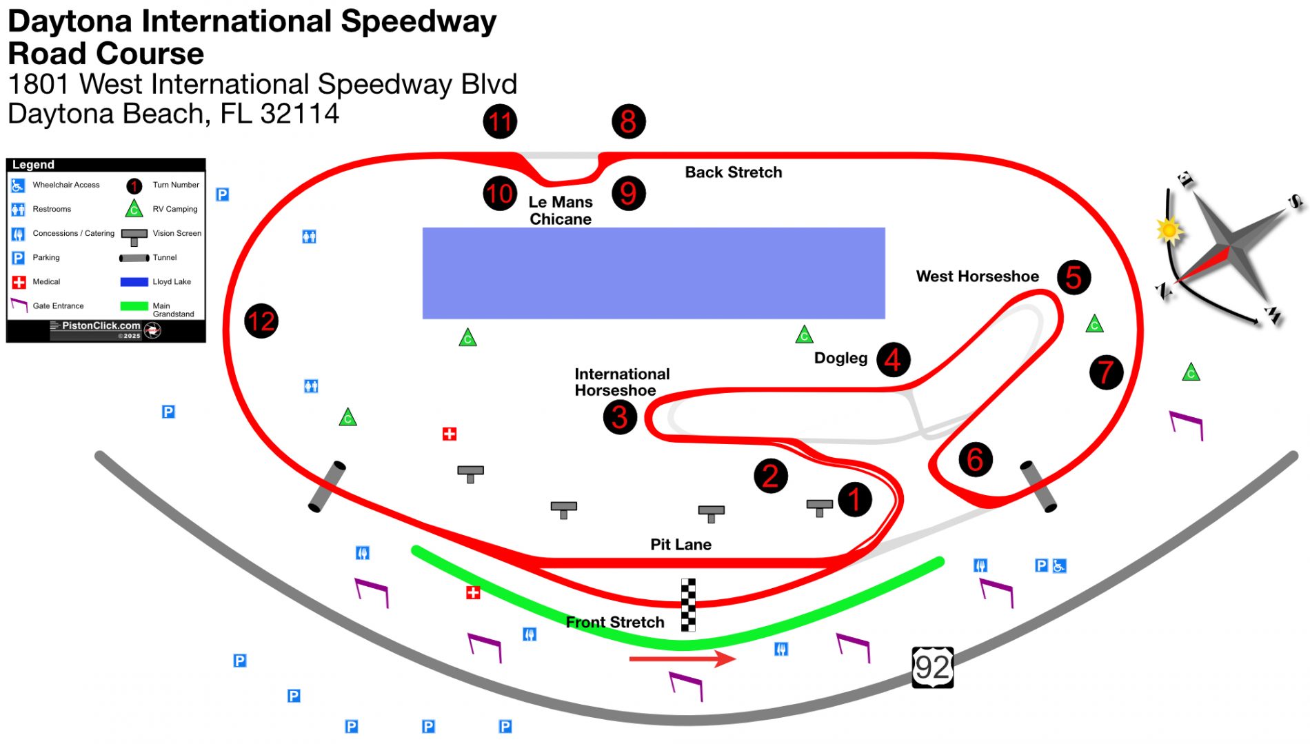 Daytona International Speedway road course map