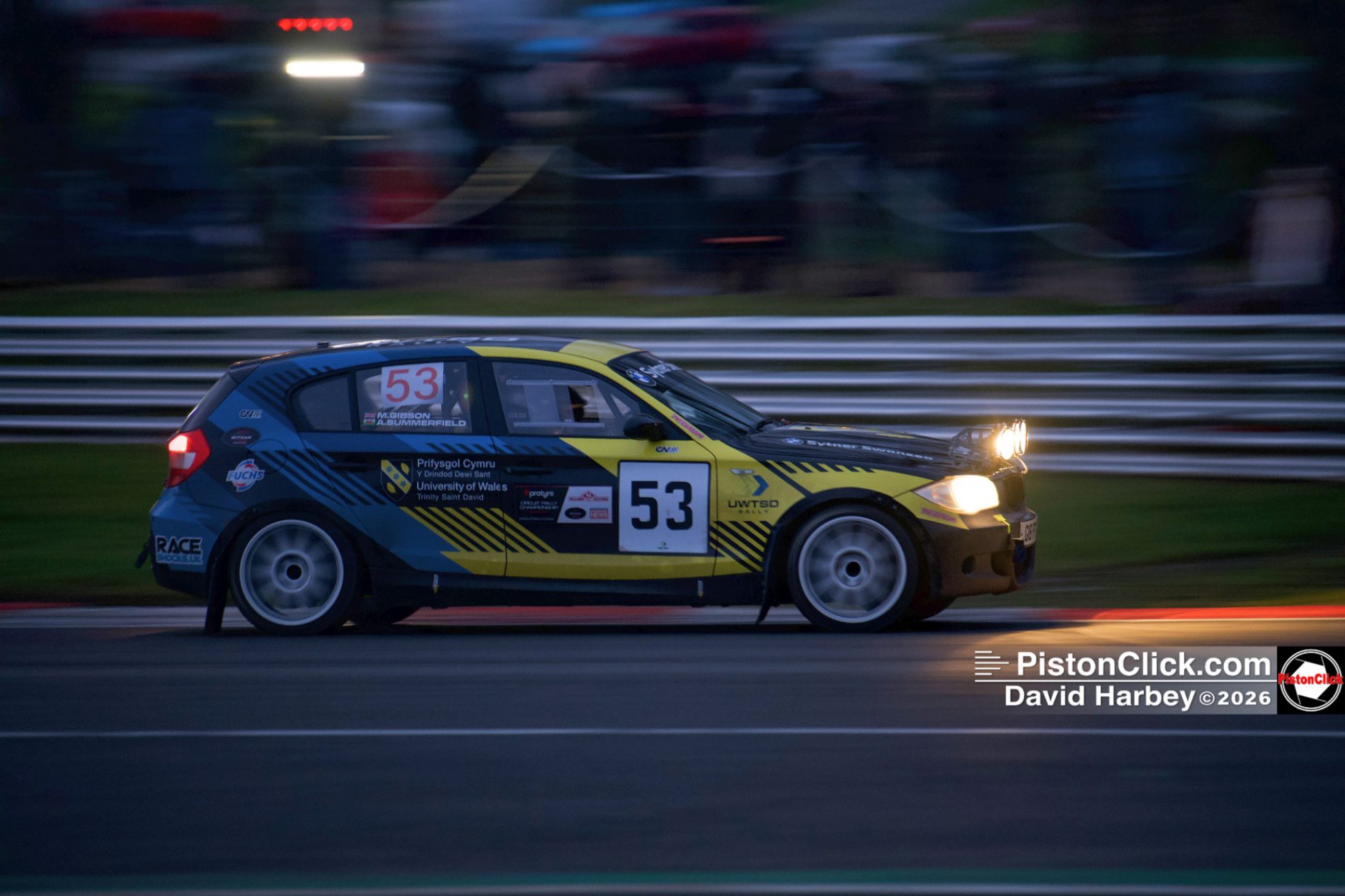 Martin Gibson and Abigail Summerfield rallying a BMW 1 Series