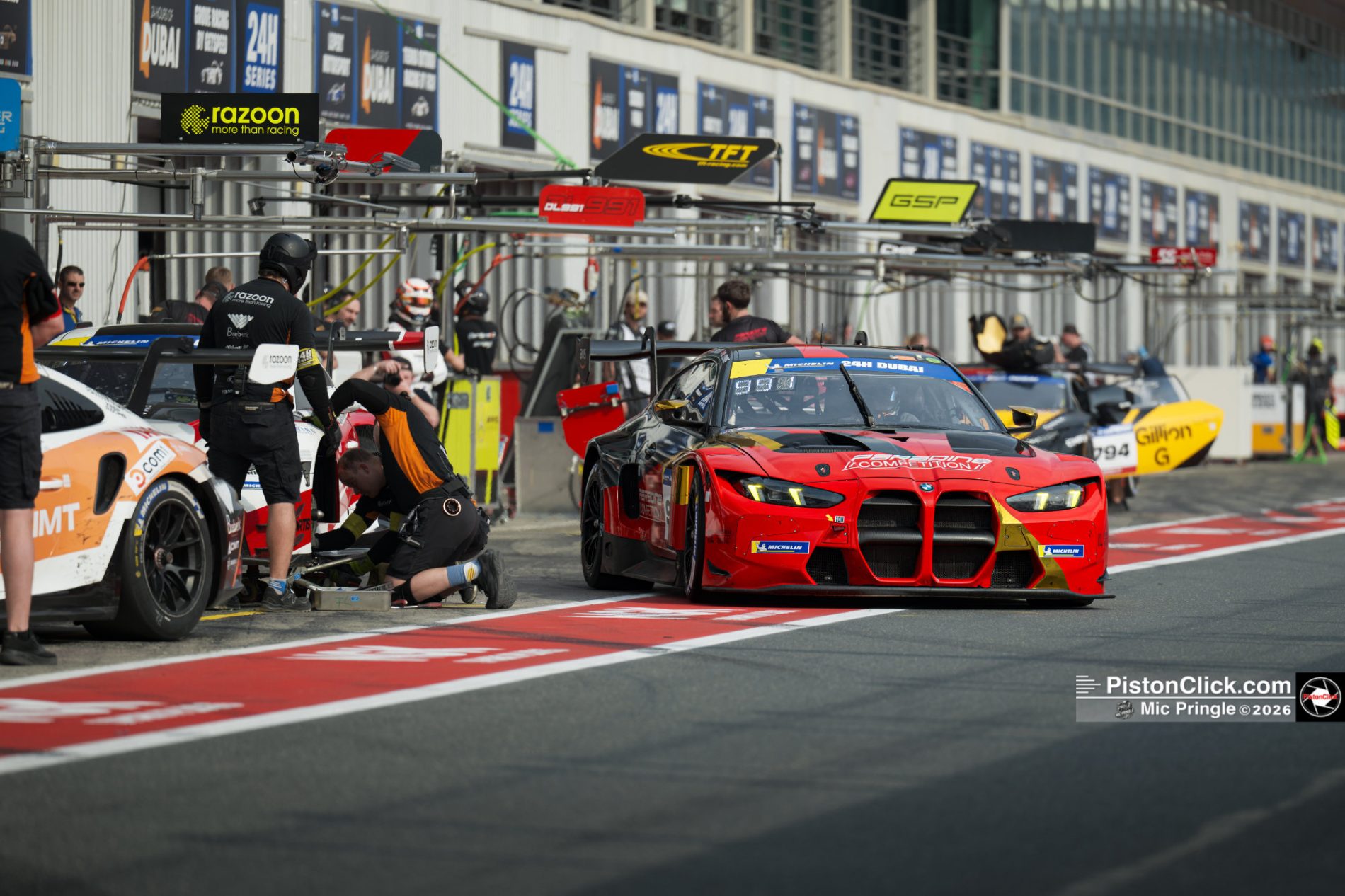 Photographing in the Dubai Autodrome pit lane