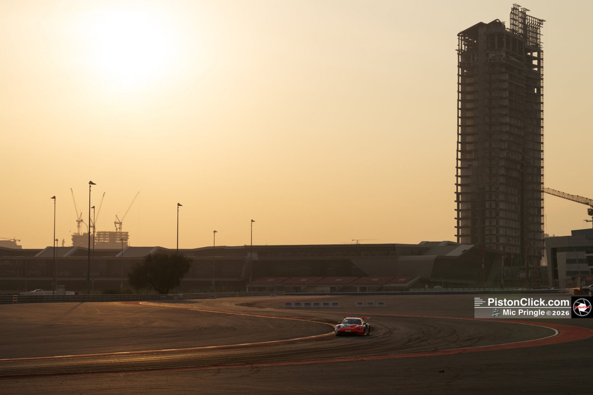 Photographing at the Dubai Autodrome sunset