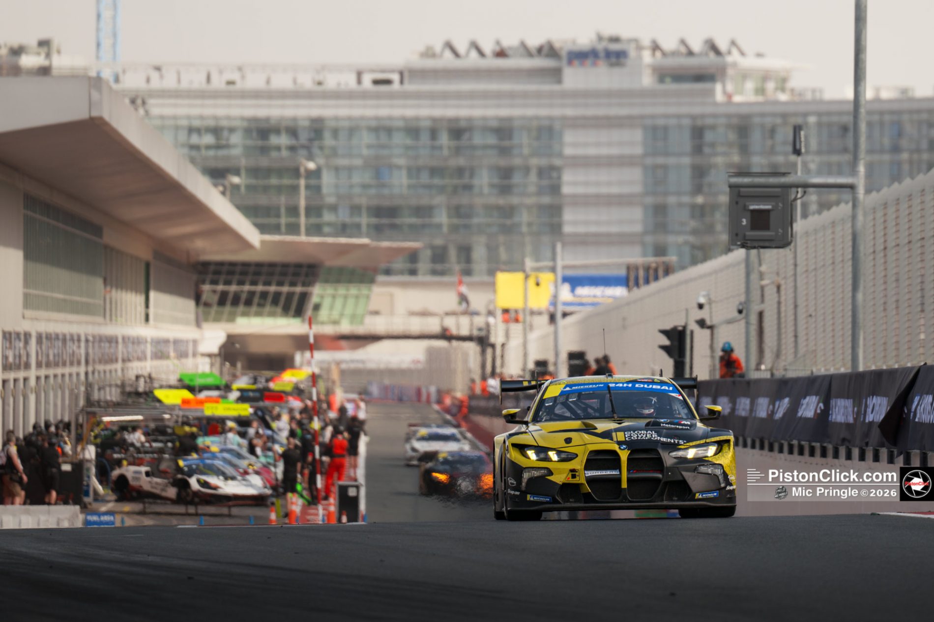 Photographing in the Dubai Autodrome pit lane
