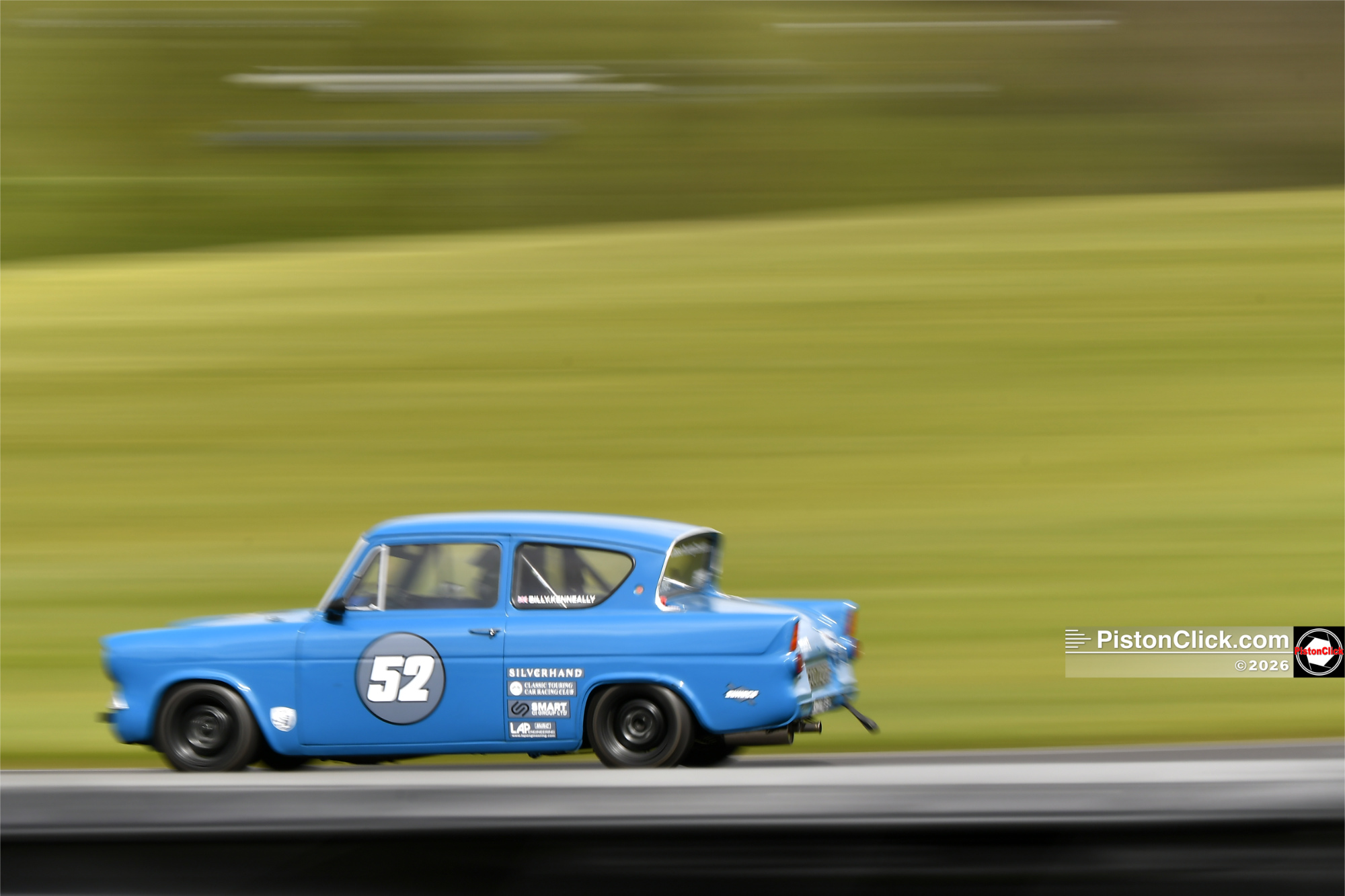 Billy Kenneally in his Ford Anglia.