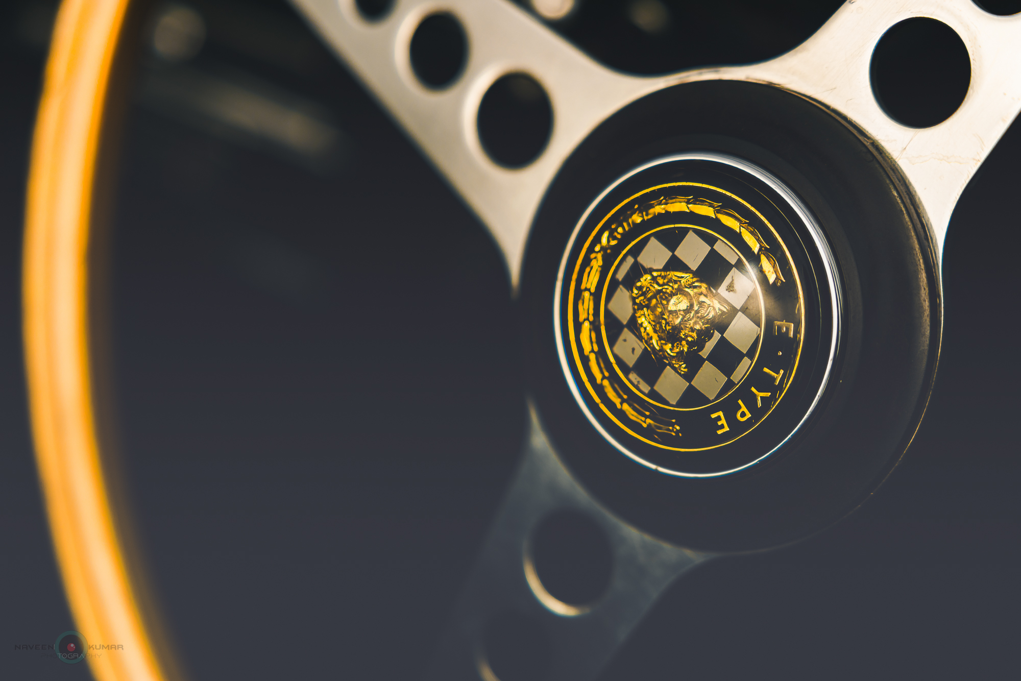 steering wheel of an E-Type