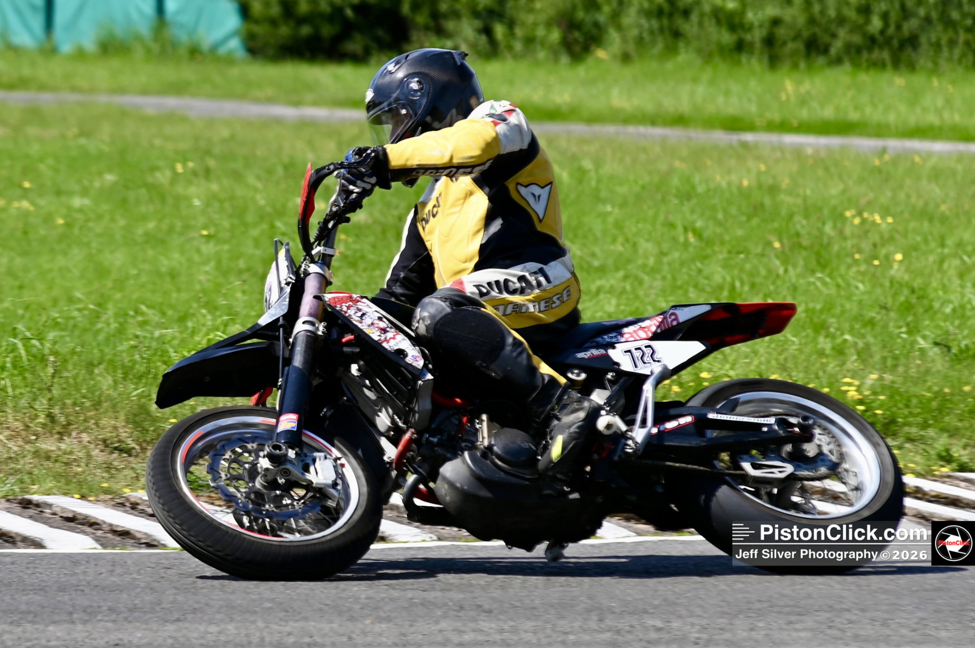 Nigel Windys, aboard his Aprilia