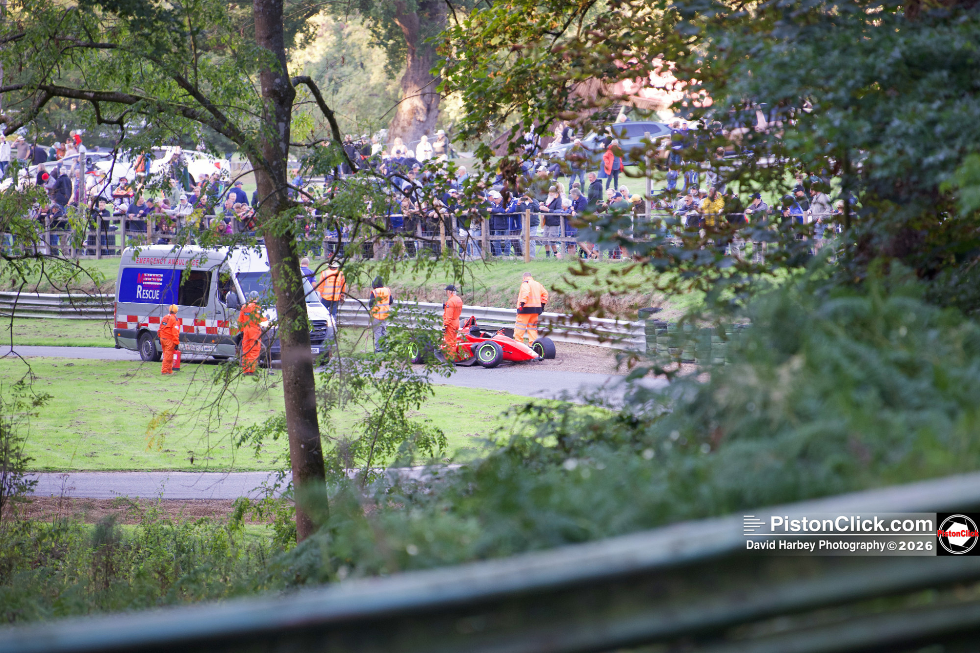 Menzies’ Gould GR59M skidded off the back end of Orchard Corner, sending him crashing into the barriers and out of the championship.