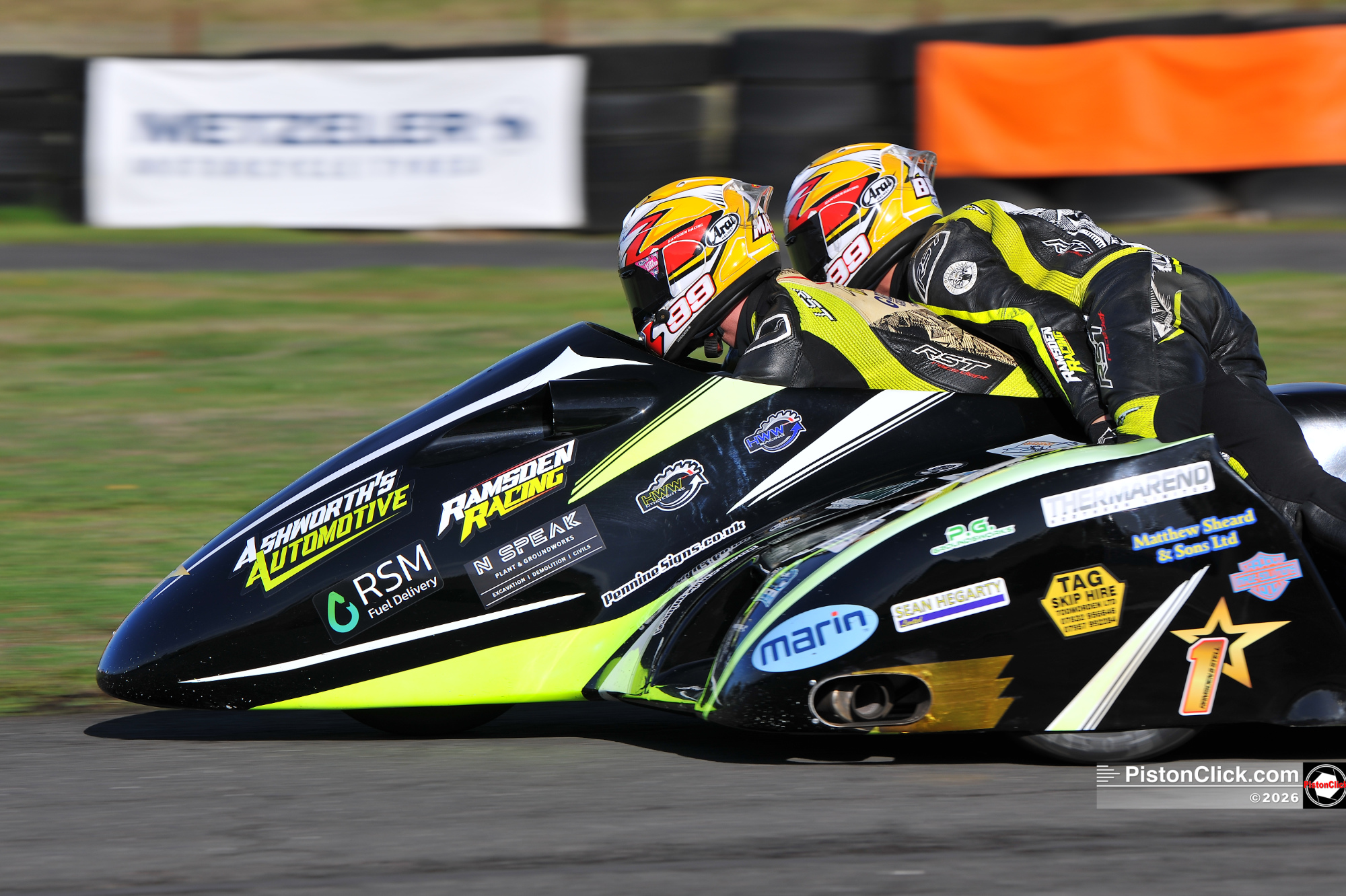 Sidecars racing at Darley Moor